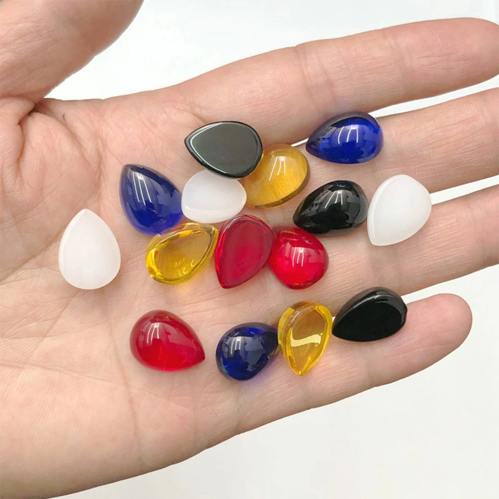 10/20/50Pcs 12×16mm Teardrop Cabochons Glass Imitation Gemstone Flat Back Charms DIY Jewelry Clothing Accessories Craft Supplies