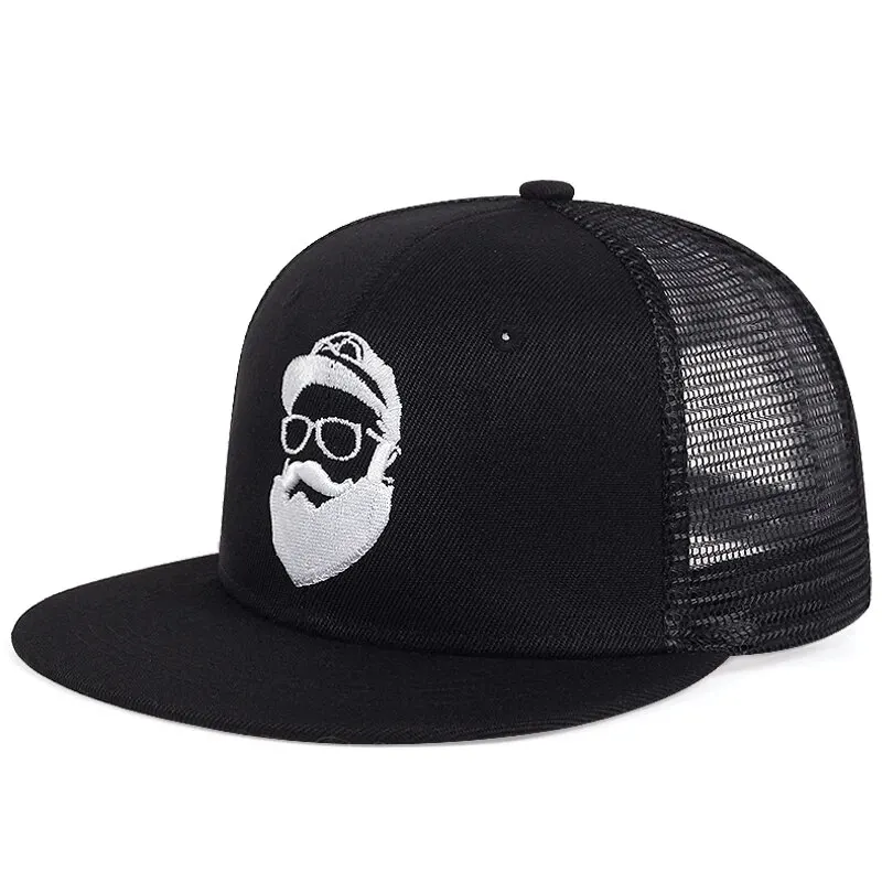 Unisex Uncle Beard Embroidery Hip-hop Net Hats Outdoor Adjustable Casual Baseball Caps Sunscreen Hat