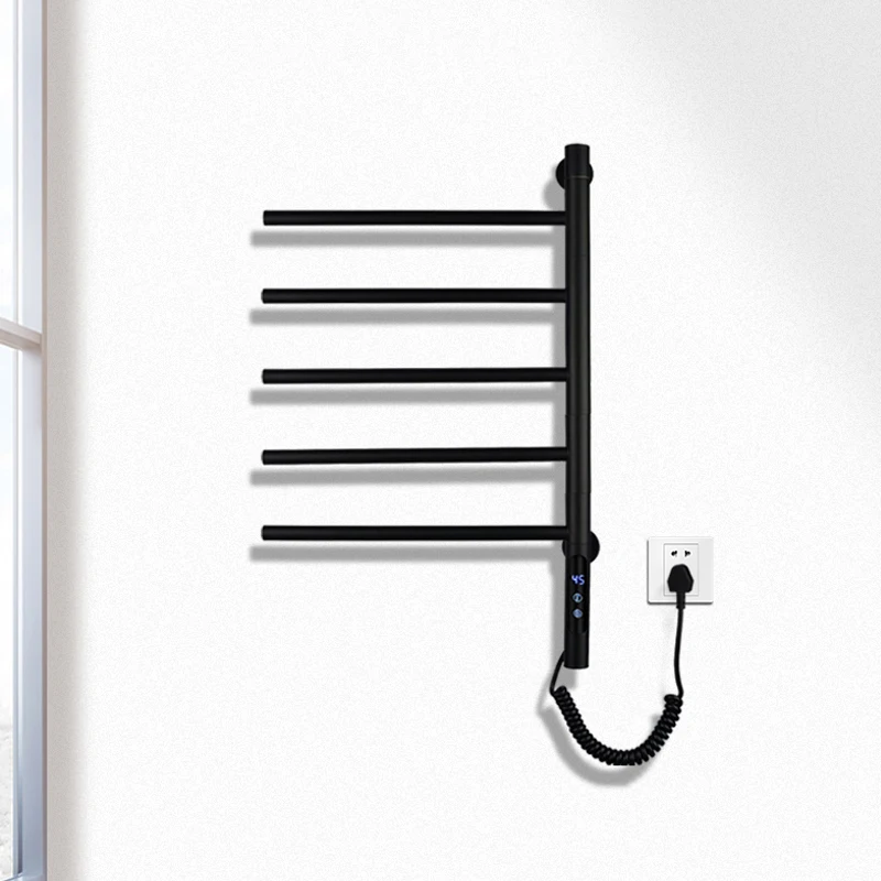 Black/White/Gray Digital Display Electric Heated Towel Rack.180° Rotation Towel Dryer.110V/220V Stainless Steel Towel Radiator.