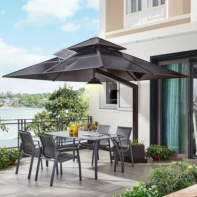 Outdoor courtyard shading pergola villa garden terrace leisure umbrella European solar light mobile sun panel canopy