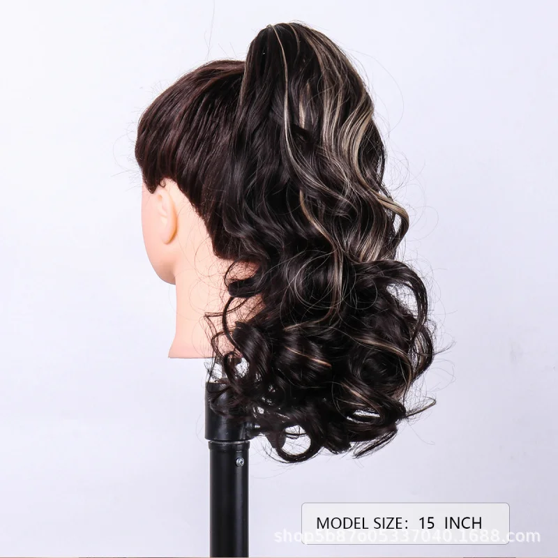 European and American Style Ponytail Wig for Women with Claw Clip Curly Hair Natural Fluffy Invisible High Ponytail Curly Hair W view 3