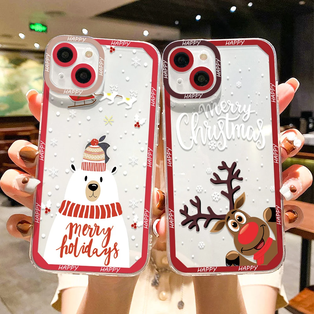 

Snowman Christmas Tree Soft Case For iPhone 16 15 14 13 12 11 ProMax Pro Plus 12 13Mini XS XsMax 7 8 SE Plus Cartoon Santa Claus
