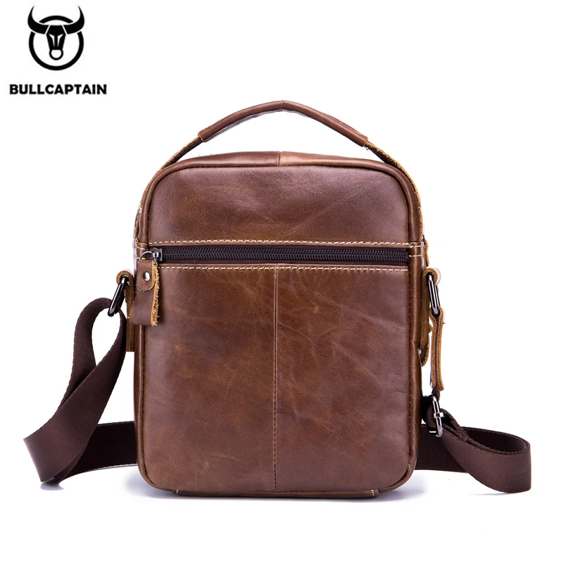 BULLCAPTAIN Men\'s Shoulder Diagonal Shoulder Layer Leather Business Casual New Personality Small Bag