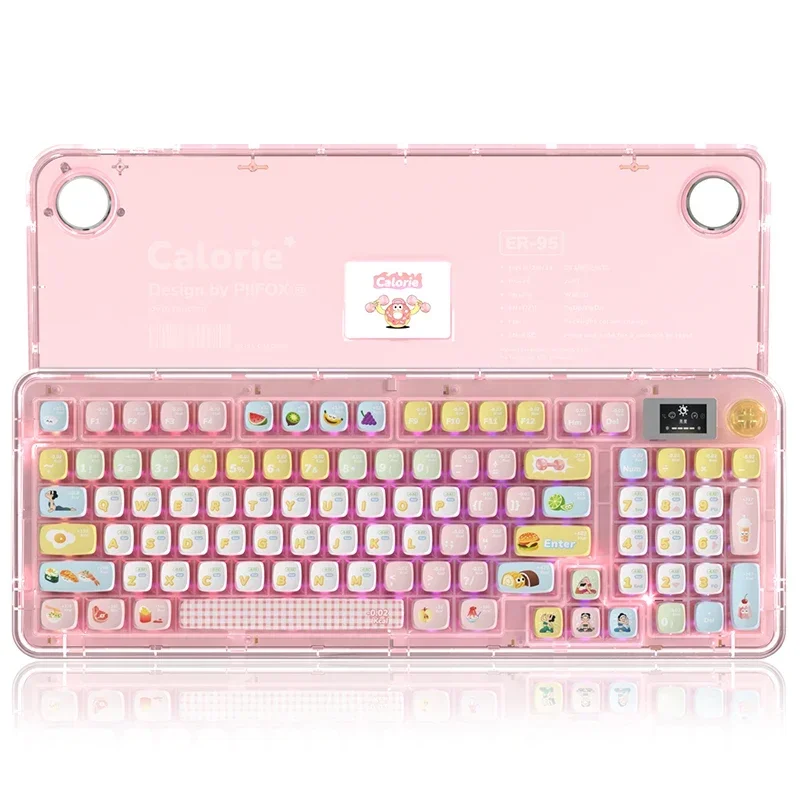 Piifox-Clavier mécanique sans fil Er95, bouton multifonction transparent, clavier de jeu RVB, accessoires PC Gamer, cadeaux de bureau