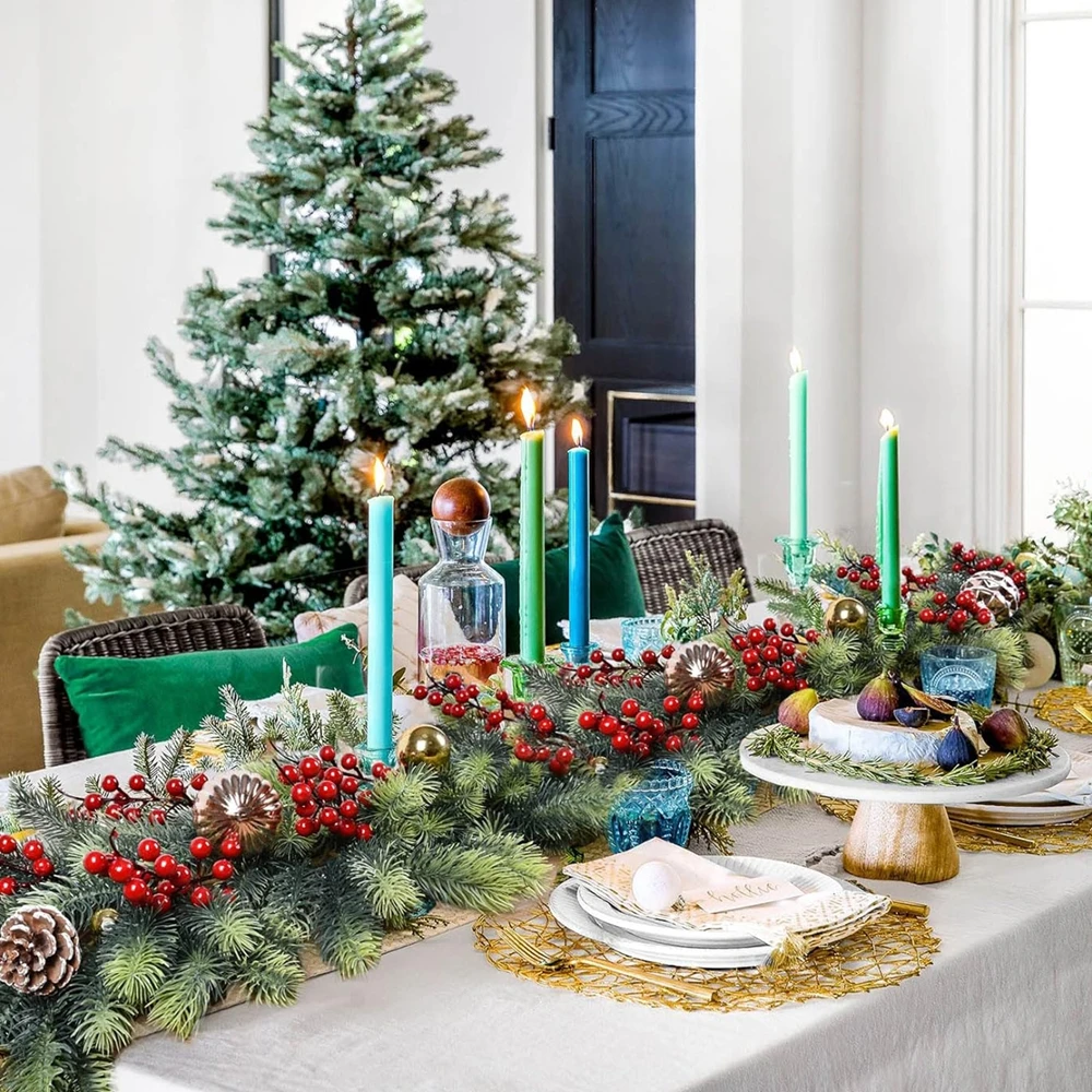 1 Stück Künstliche Grüne Pflanzen Weihnachtsbaumgirlande Kränze Heim-Party-Dekoration Outdoor-Garten Kiefer Rattan Hängedekoration – Detail 2