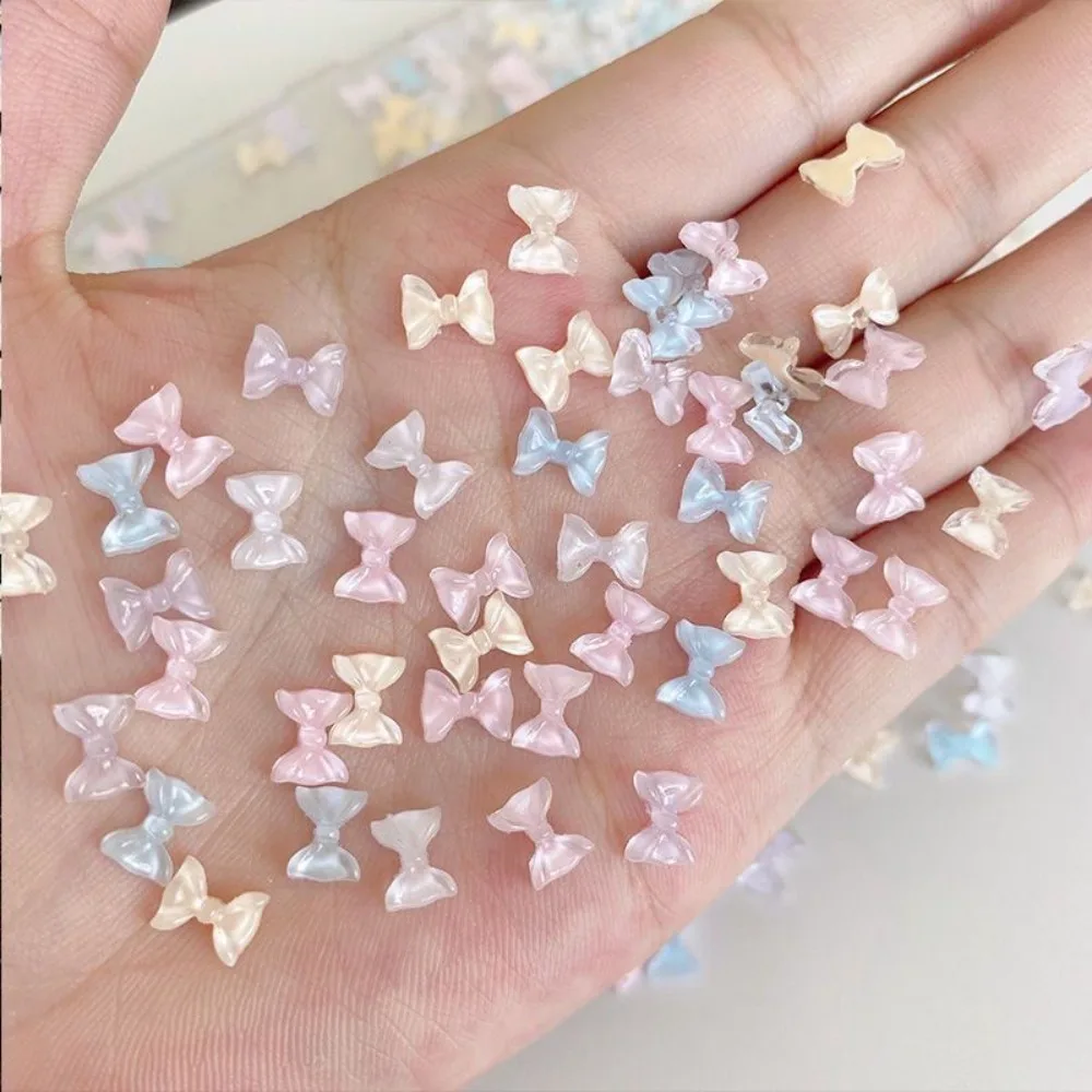 46pcs Mix Nail Art Ice Through Bow Jewelry Three-dimensional Versatile Nail Jewelry Bow Nail Art Decoration Cute Nails Art