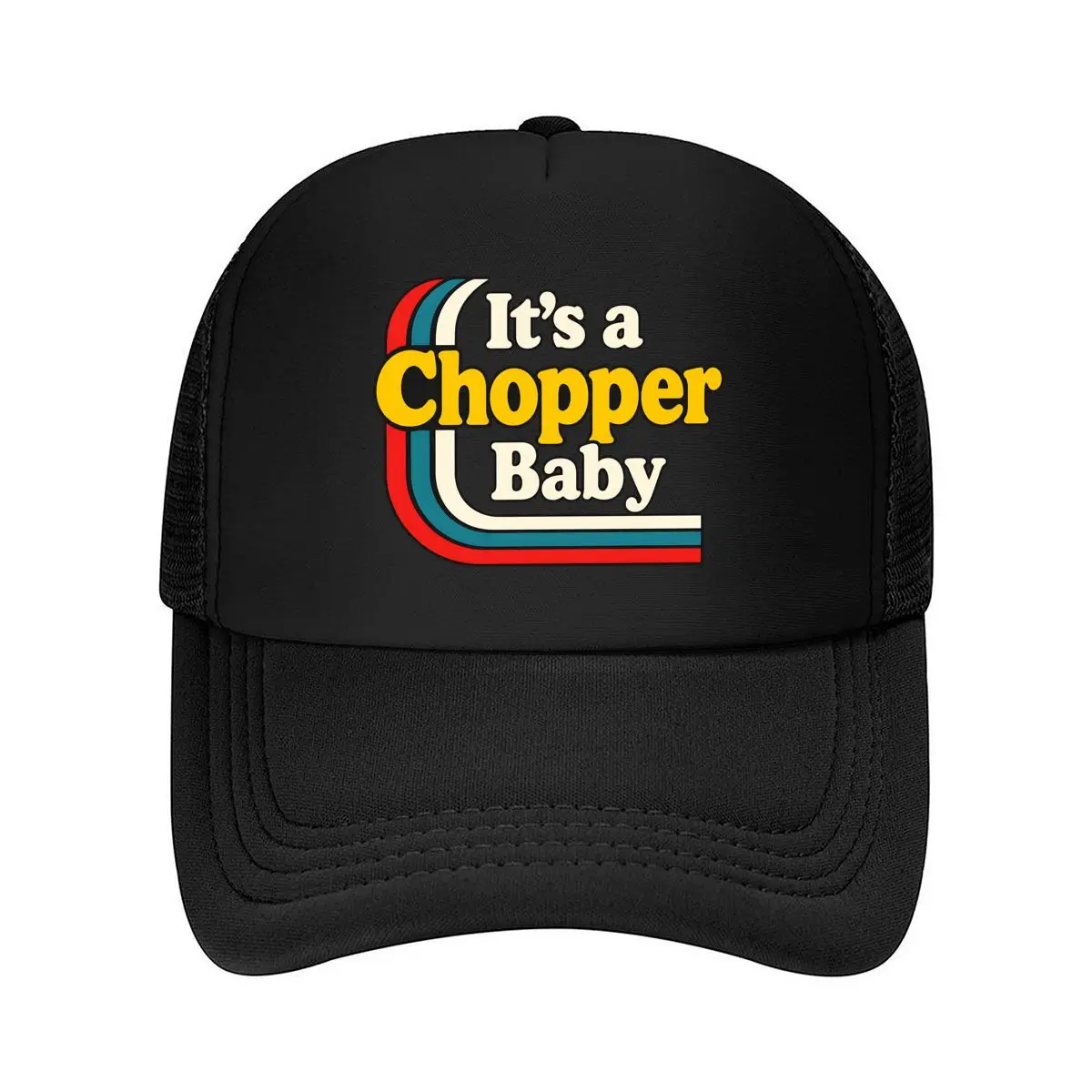 Its A Chopper Baby Retro Rainbow Stripes Motorcycle Mesh Baseball Cap Hip Hop
