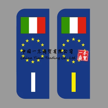 Italy with Flag Number Plate Stickers Perfect Fit for EU Field Design Sticker for Film Car or with Flag Car Wash Safe