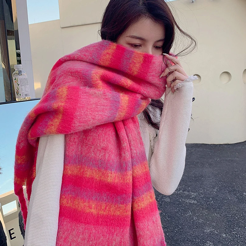 

목도리 New High Quality Korean Scarf for Women Winter Japanese Vintage Fashion Student Knit Neck To Thicken and Keep Warm Hot Sale