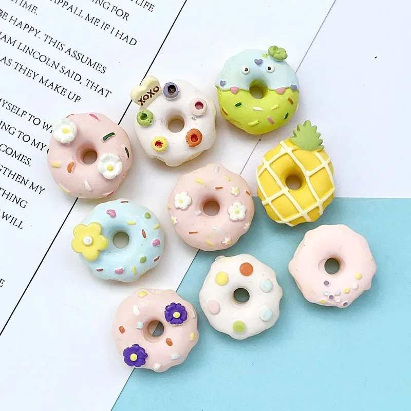 5pcs Pastoral donut sweet creative cartoon resin flatback diy jewelry accessories crafts materials