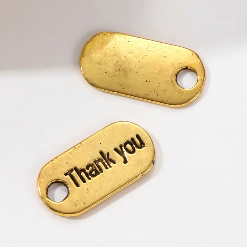 100pcs New Thank You Alloy Charms Gold Color Grateful Gifts From Parents and Friends Souvenir For Making Handmade DIY Jewelry