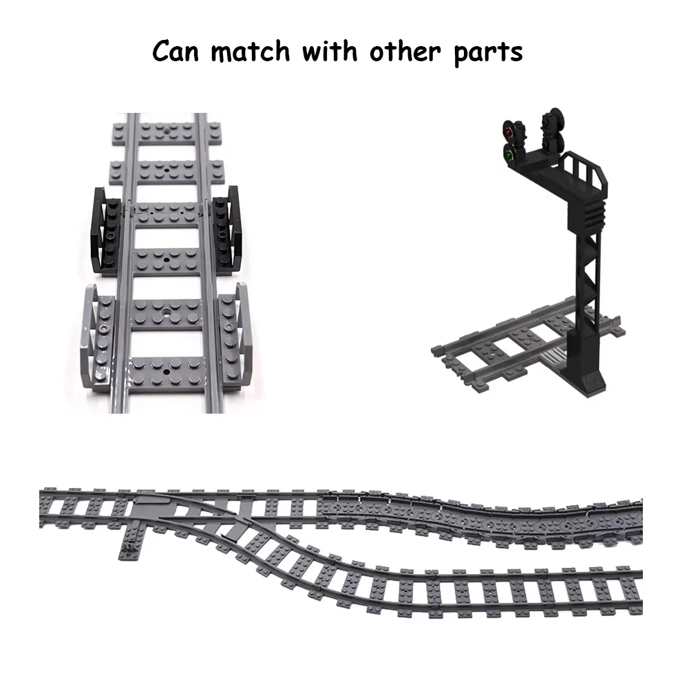 City Trains Tracks Building Blocks Soft Straight/Curved Cross RC Track Changing Left/Right Split Rail MOC Railways Bricks Toys