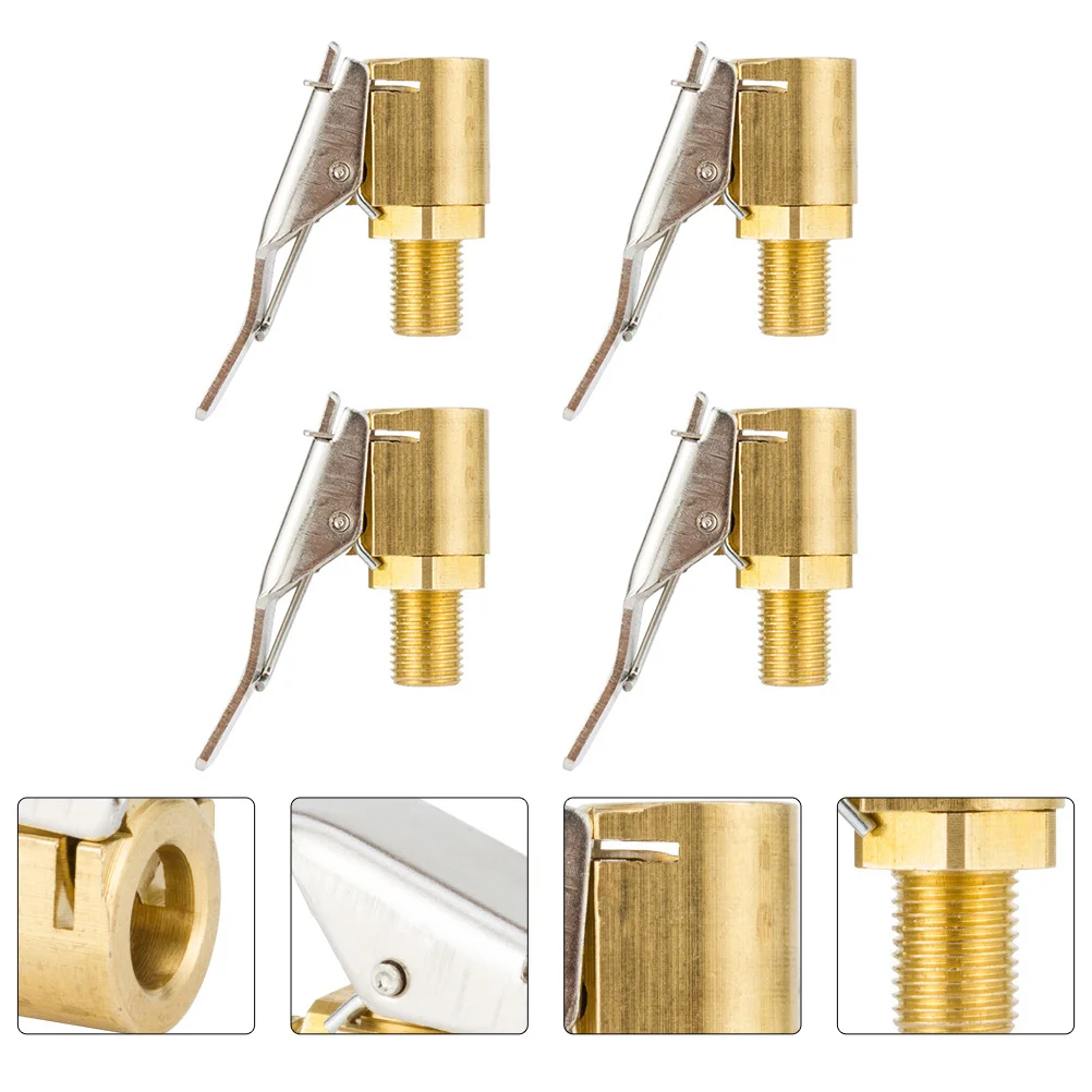 

4pcs Tire Air Chuck Brass Thread Nozzle For 8Mm Hose Car Air Pump Adapter Lightweight Portable Inflator Tool Accessory