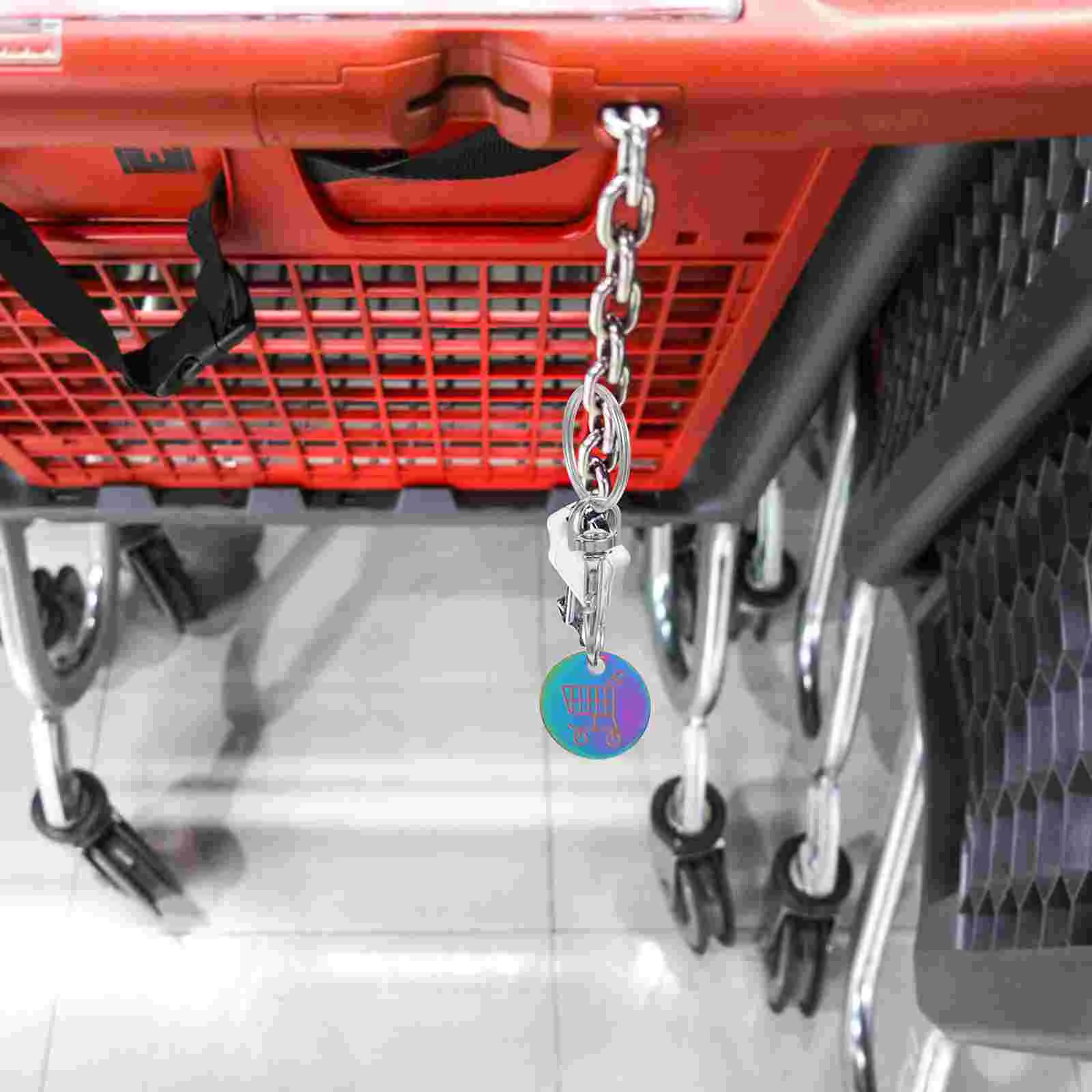 2 Stuks Token Sleutelhanger Trolley Ringen Munt Winkelen Sleutelhanger Titanium Staal Decoratie Houder Kar