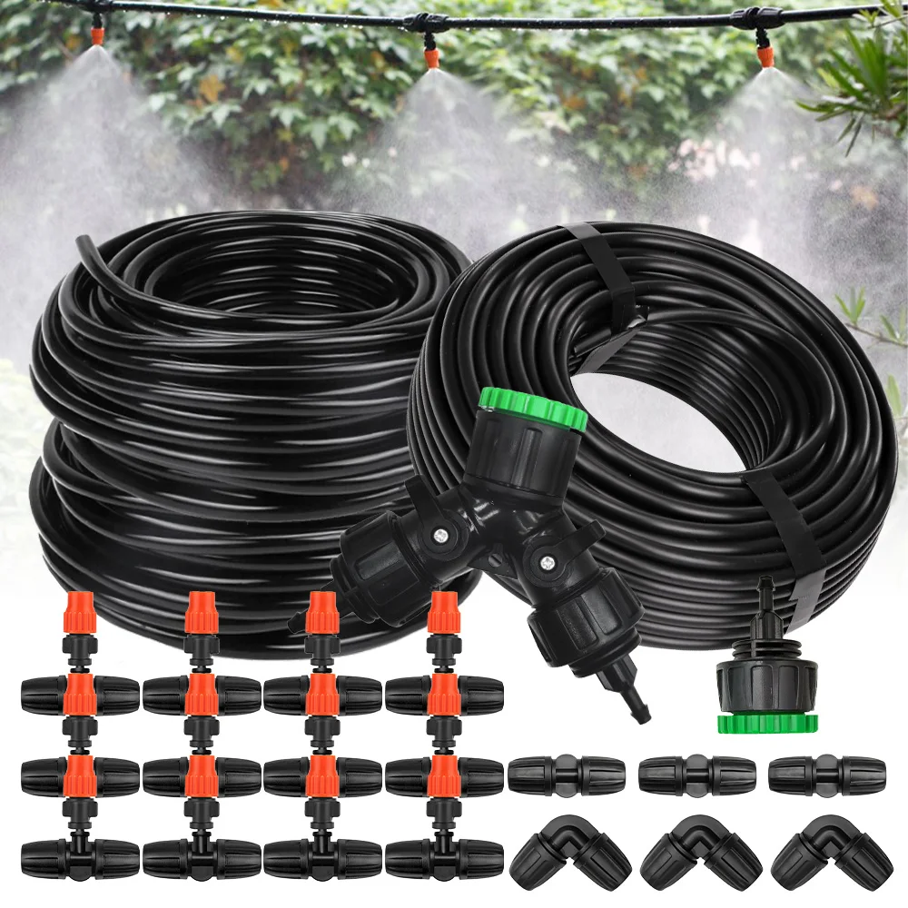 1/4'' Hose Adjustable Nozzles Spray Watering Kit for Vegetable Misting Cooling System Lawn  Mistorizer Garden Greenhouse Plants