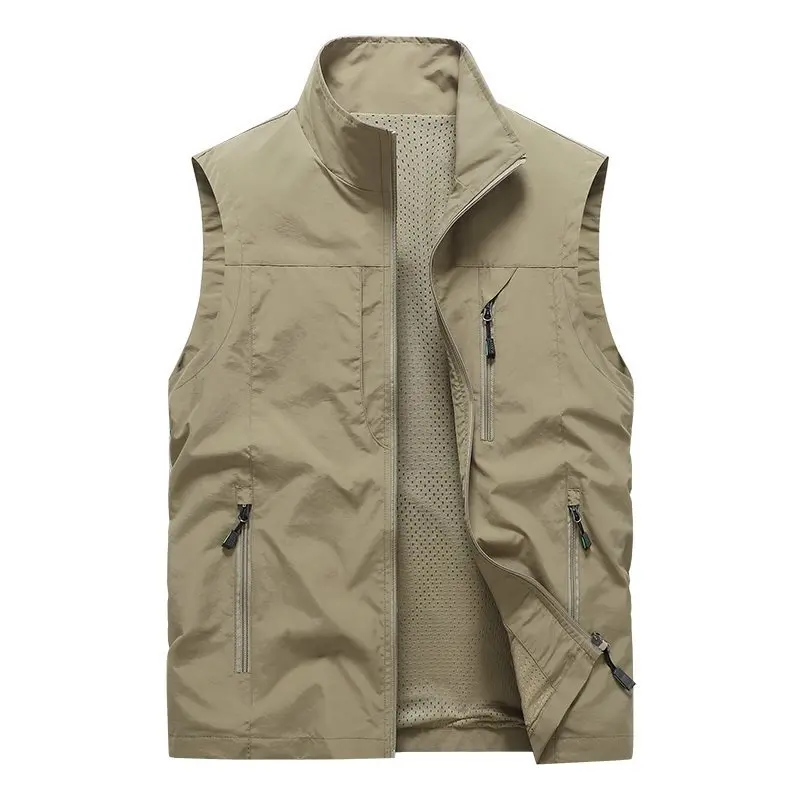 Spring 2026 Men's Pure Color Work Vest Outdoor Sle oulder Pad Design Nylon Fabric Crew orm Jaet Chinese Manufacturer