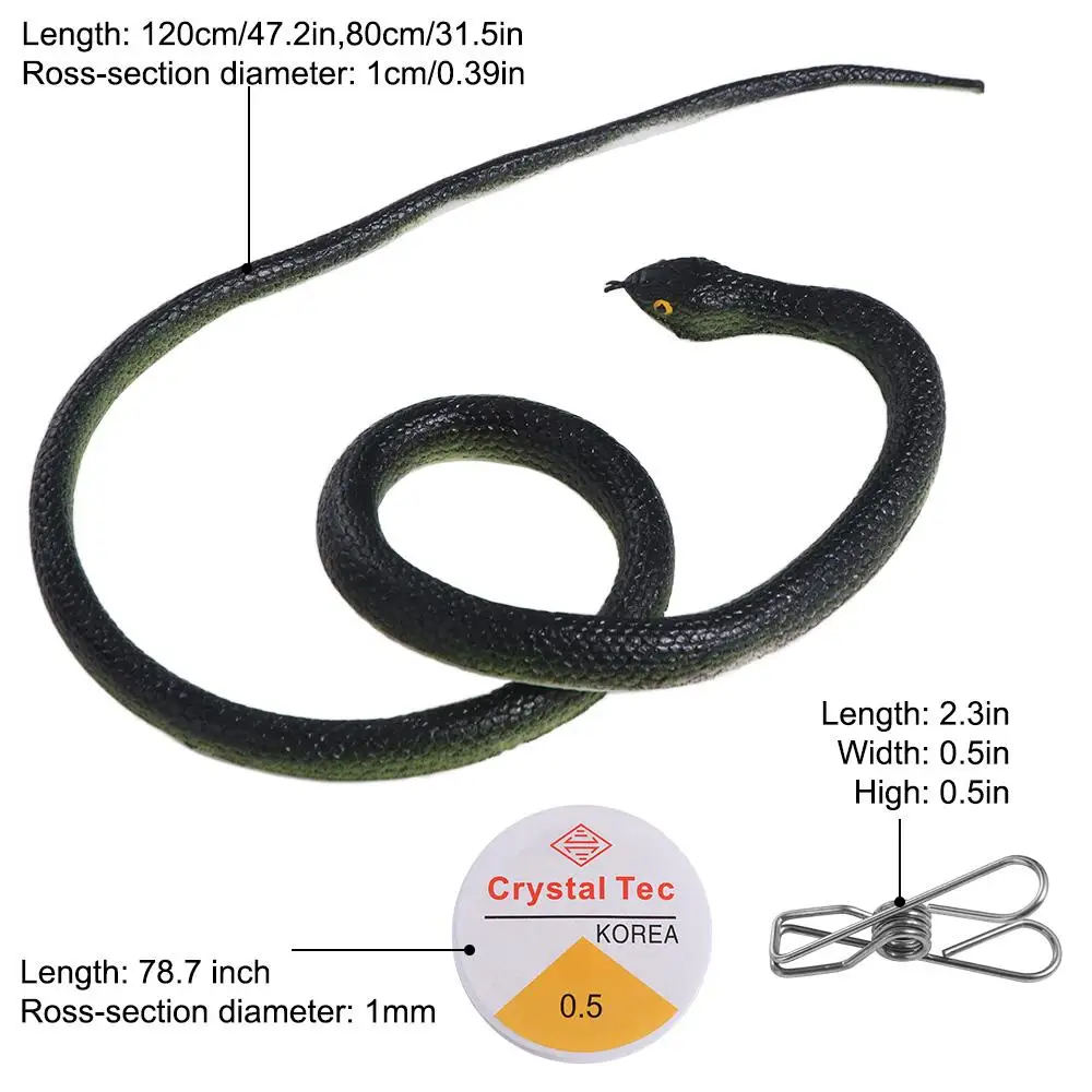 Simulation Snake Snake Prank Large Funny Gift Fake Snake Model Practical Joke with String Clip Rubber Snake Toy Kids Toy