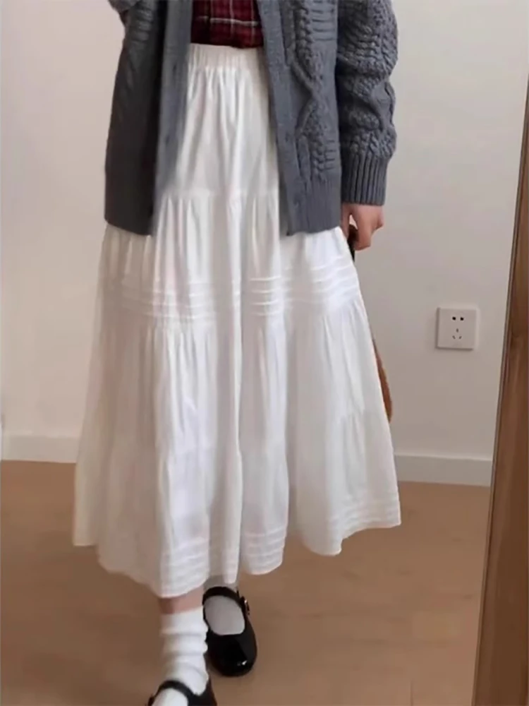 Romantic Casual Mid-Length A-Line Skirt Women's New Spring Summer Salt Series Elastic Waist Half Body Skirt Gentle Romance Style