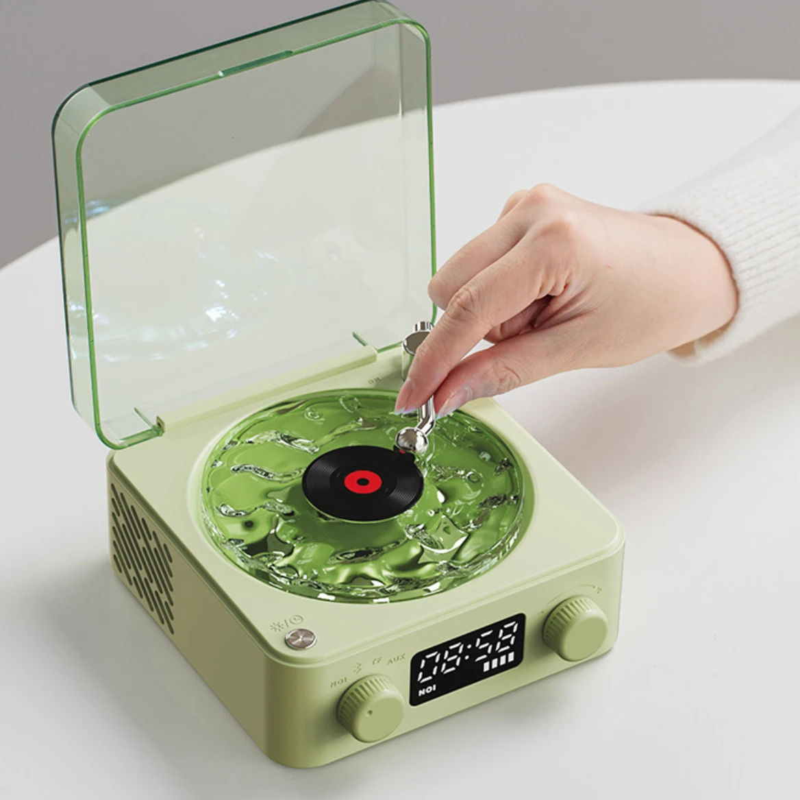 Speaker Bluetooth Mini Retro White Noise Portabel Vintage Alat Bantu Tidur Speaker Bluetooth Subwoofer Dengan Lampu RGB Mendukung Kartu TF