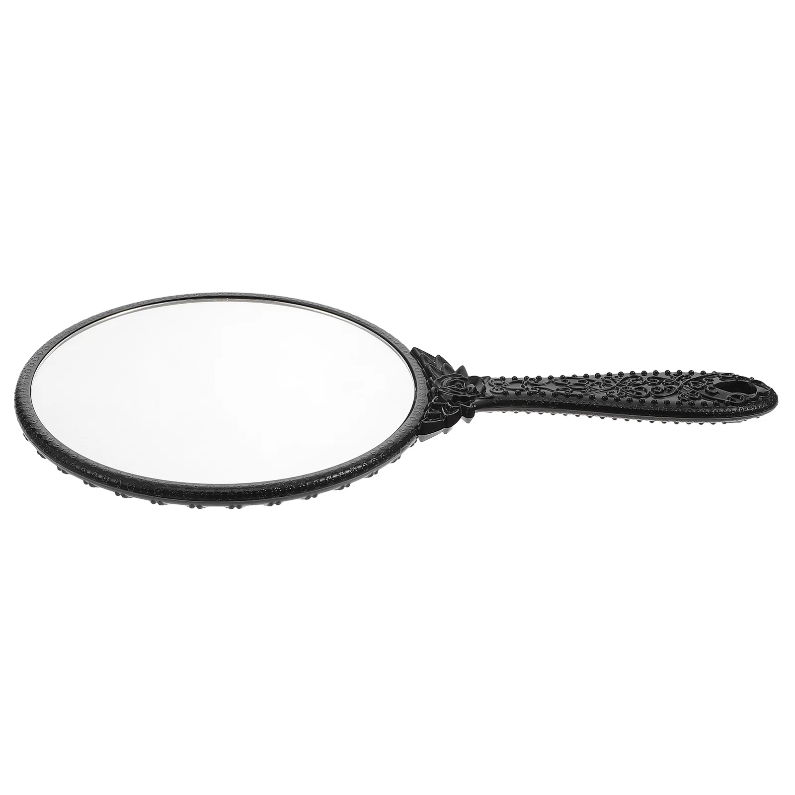 กระจกมือถือสไตล์เรโทร พื้นผิวสะท้อนแสงความละเอียดสูง ด้ามจับตามหลักสรีรศาสตร์ กระจกพกพาสำหรับใช้ในชีวิตประจำวัน ของขวัญ