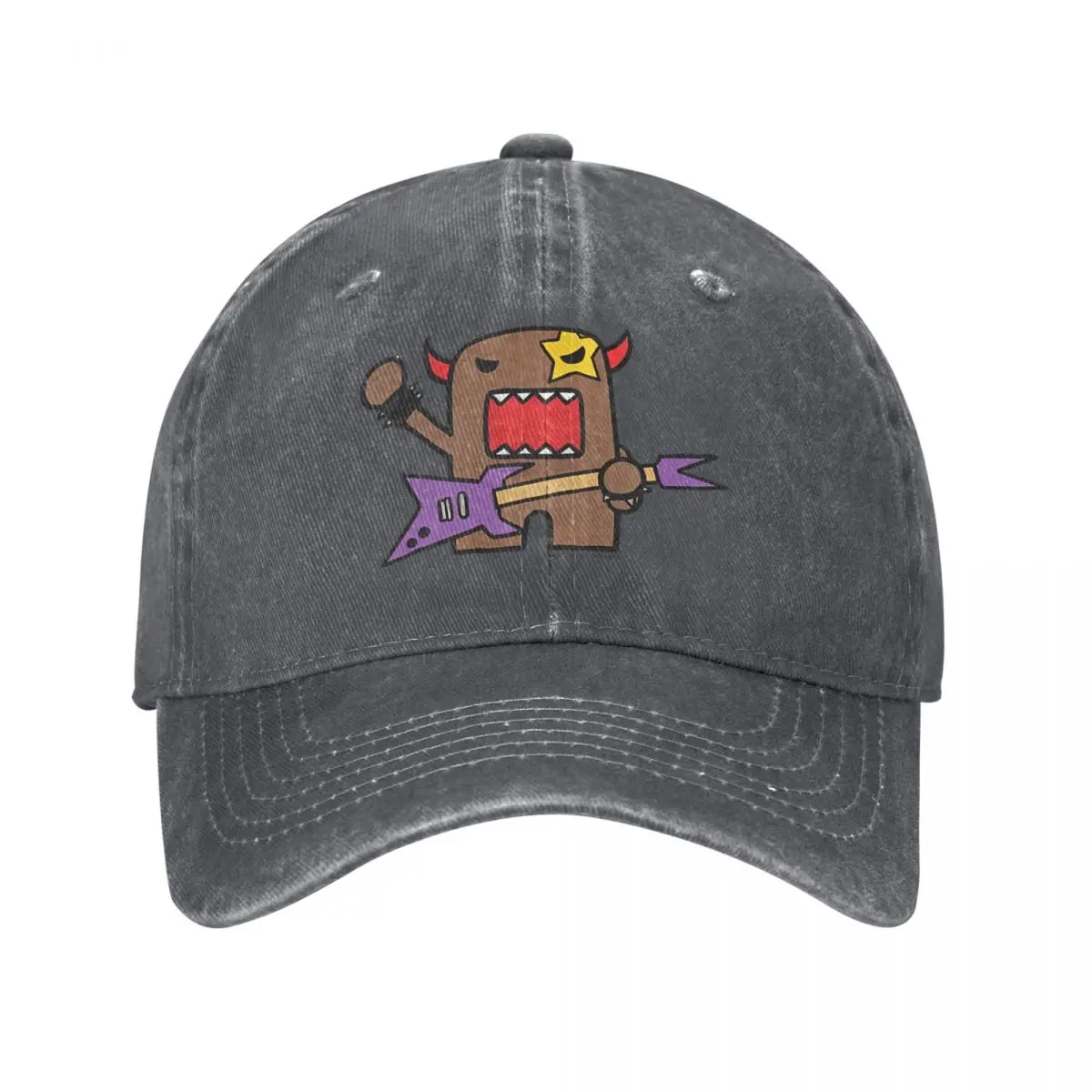 Domo Kun Rocker Baseball Cap Vintage Distressed Washed Headwear Unisex Outdoor Workouts Caps Hat