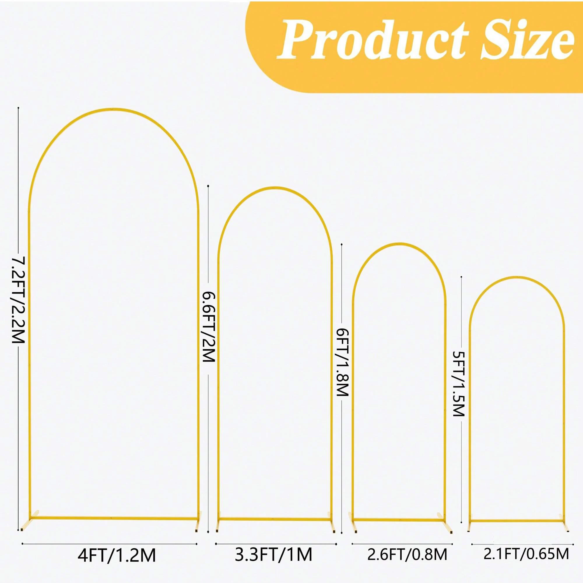 Juego de 1 pieza soportes de arco de metal dorado para decoraciones de bodas y fiestas de cumpleaños (7,2 psów, 6,6 psów, 6 p