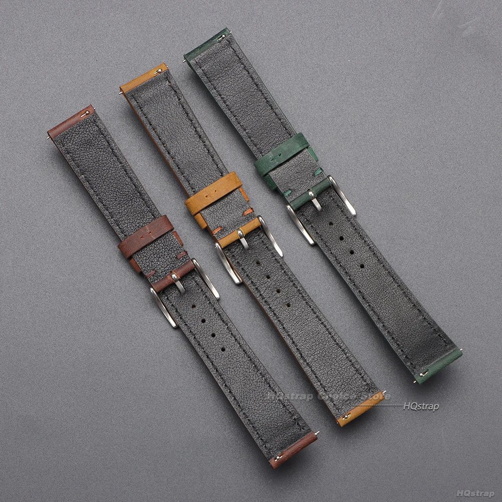 Bracelets de montre en cuir véritable de veau bracelet de montre à dégagement rapide pour Seiko 18mm 19mm 20mm 21mm 22mm bracelet de montre intelligente marron Vintage