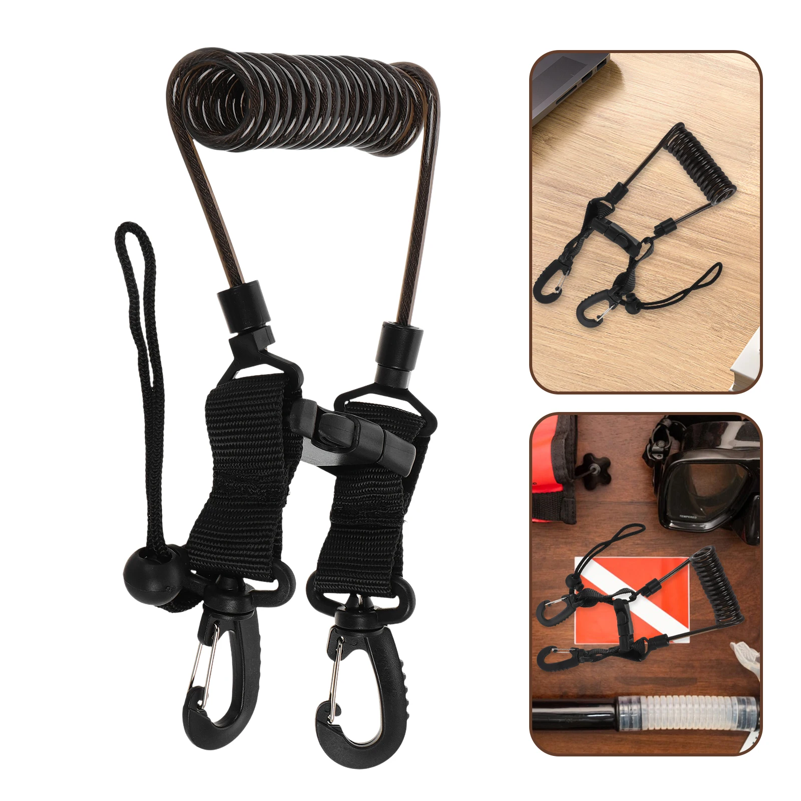 

Diving Lanyard for Camera Retractable Spring Coiled Strap with Excellent Rebound Dual-Sided Hooks Dive Safety Lanyard Rope
