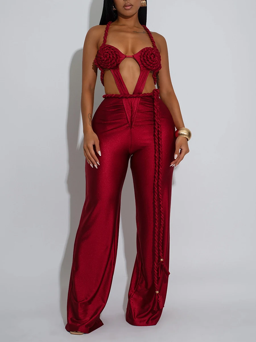 ZIML Sexy Spliced Appliques Slimming Jumpsuits For Women Square Collar Sleeveless High Waist Hollow Out Dress Female Fashion New