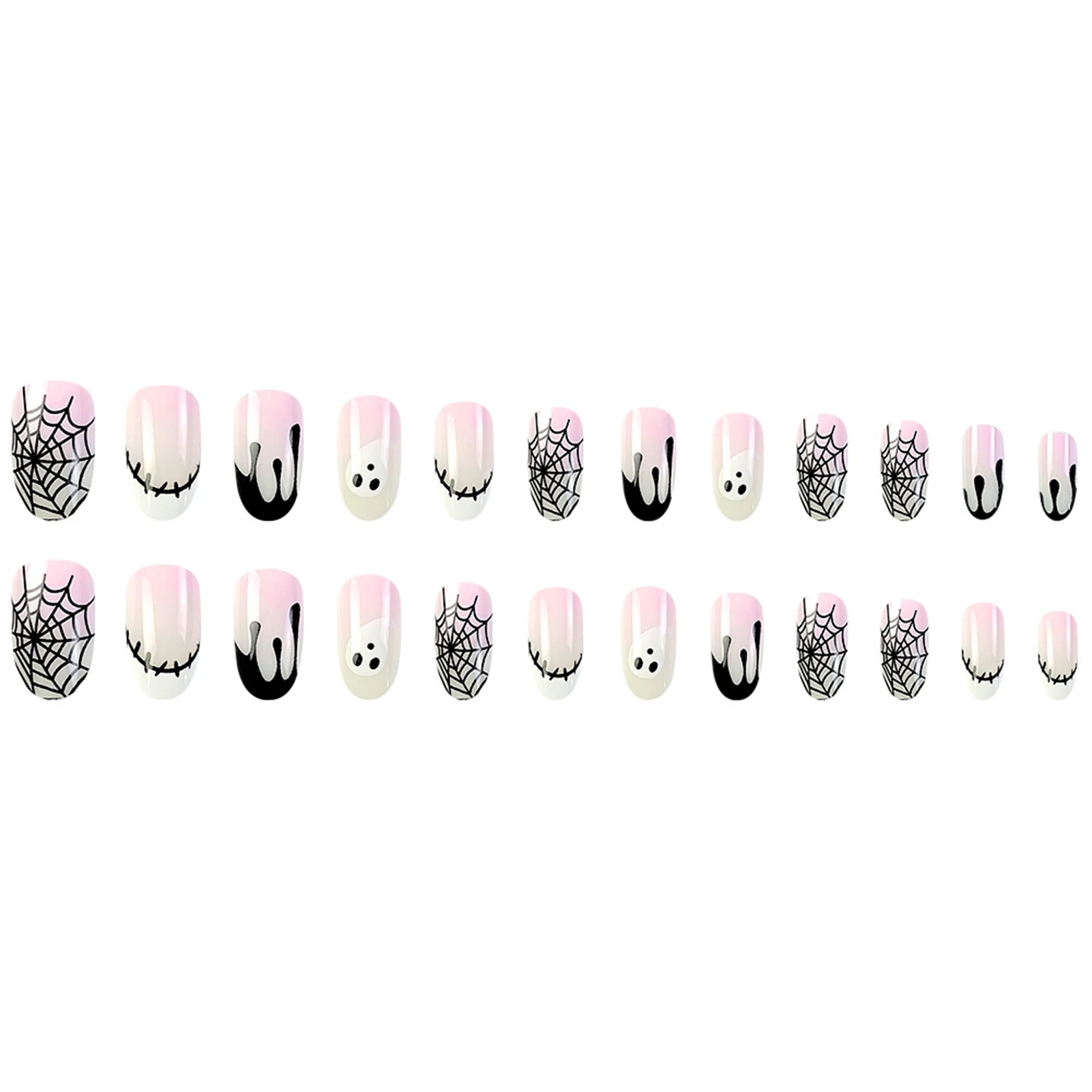 Halloween White Pink Press-on Nail Eco-friendly Long Lasting Resin Artificial Nail for Hand Decoration Nail Art