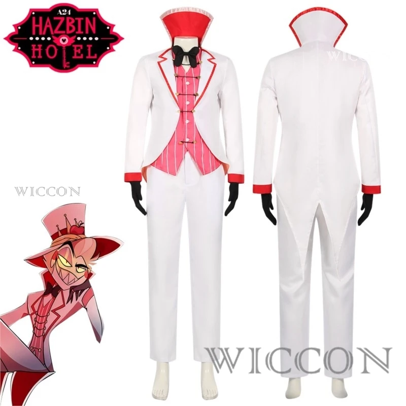 Anime Lucifer Cosplay Morning Star Costume Wigs Men Uniform Suit Jacket Vest Pants Hat Props Halloween Birthday Party Outfit