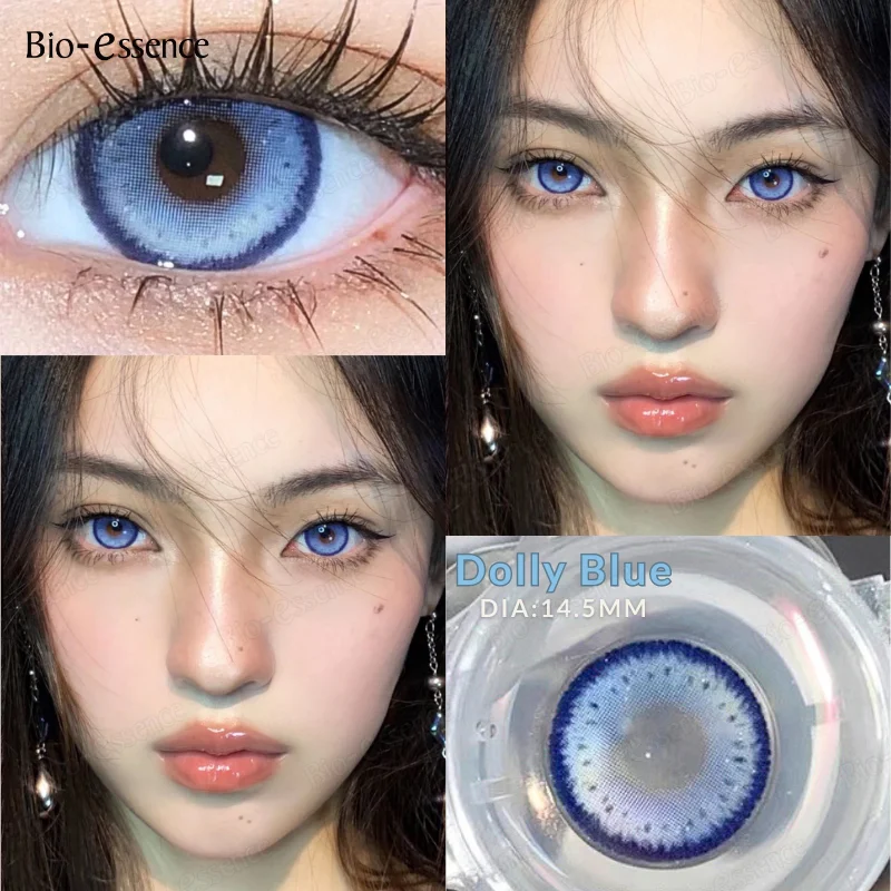 Bio-essence 1Pair Yearly Colored Contact Lenses for Eyes Cosplay Contact Beauty Makeup Anime Accessories Cyan Pink Lenses