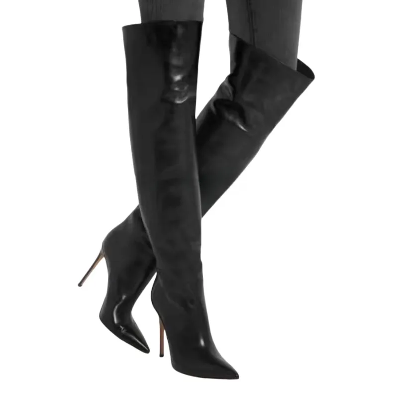 

Black Sexy Stiletto High Heels Women Over-the-Knee Boots Pointed Toe Strippers Ladies Shoes Pole Dancing Long Botas De Mujer