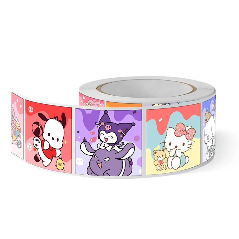 500Pcs Sanrio Collection Hellokitty Roll Paste Stickers Decoration Cute Cartoon Hand Account Stickers Sealing Tape