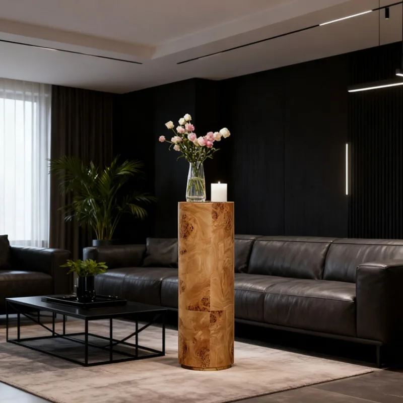 French medieval style tree tumor bark round base, hotel living room entrance art installation floor decoration