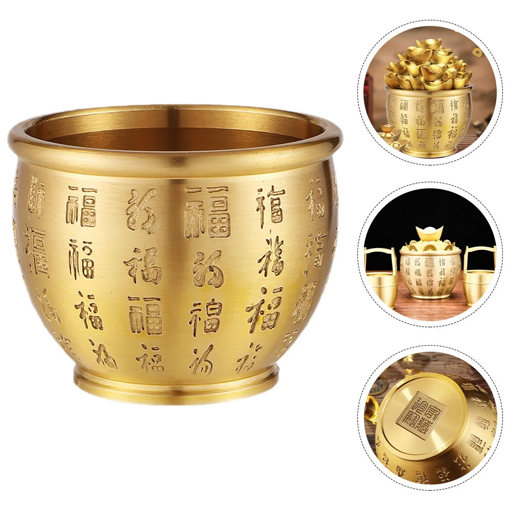 

Bright Color Brass Fortune Bowl Chinese Style Decoration Wonderful Gift for Year Christmas Special Days Brass Bowl