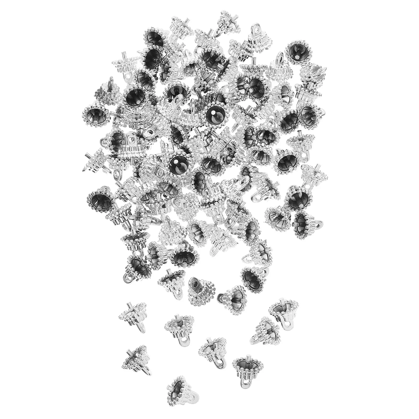 

100Pcs Christmas Ornament Caps Silver Round Plastic Replacement Hangers Cup Caps for Xmas Ball Decorations DIY Party Decor