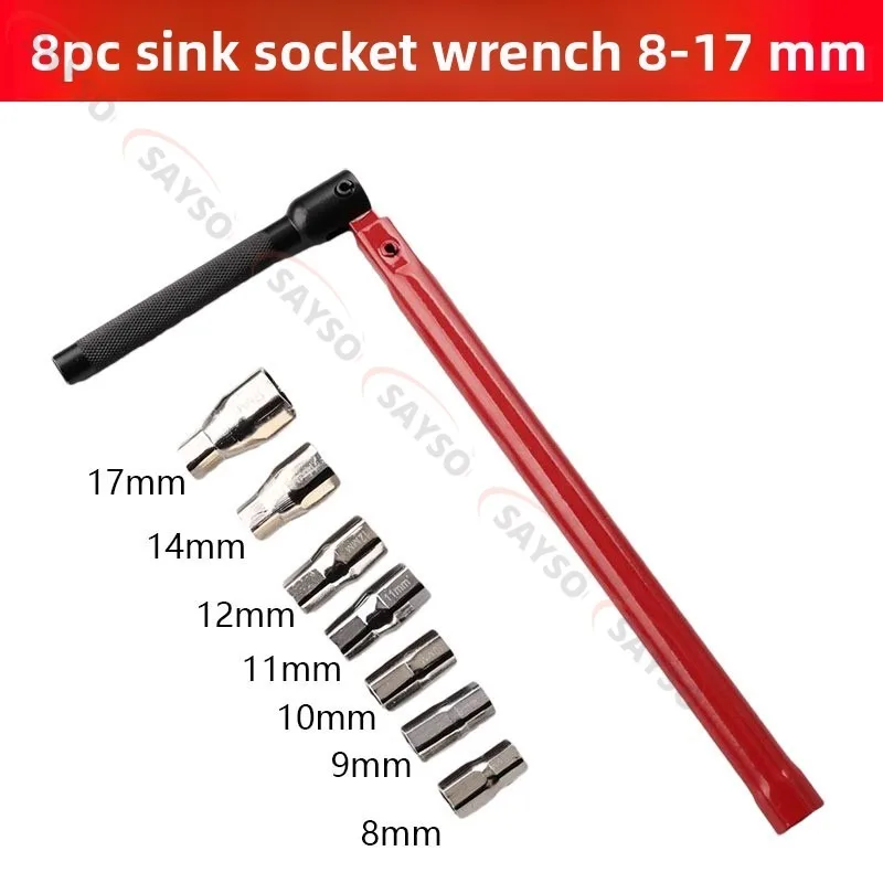 8PCS 8-13mm Wrench Socket Plumber Back Nut Kit Tap Installation Tool Bathroom Faucet