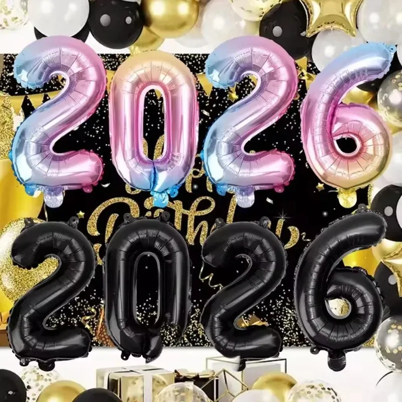 

2026 Foil Balloon Number Balloons Christmas Decoration for Home Navidad New Year Party 2026 Decor New Year Party Supplies