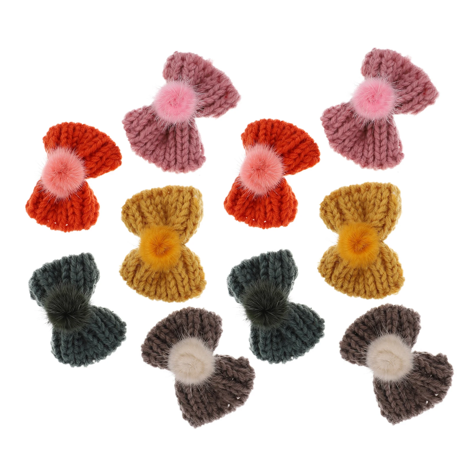 

12pcs Knitted Bowknot Hair Accessories Cute Baby DIY Bows for Hats Yarn Ribbon Decorative Bowknot naments High Quality Material