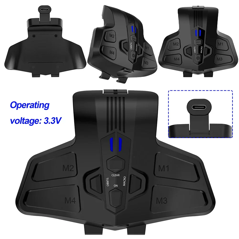 Backplate Programable Remap Kit for PS5 DualSense Gamepad PC Back Buttons with Turbos Macro Function RGB Back Paddles Attachment