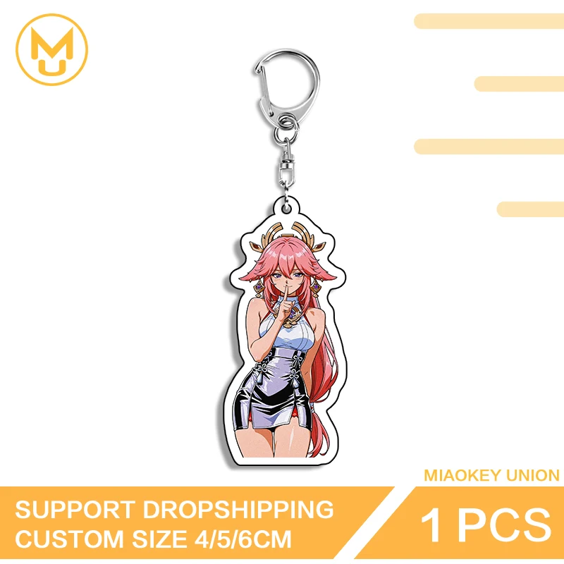 Exquisite Genshin Impact Yae Miko Pretty Adorable Eye Catching Edgy Double Sided Keyring Ingenious Luxury Fashion Accessories