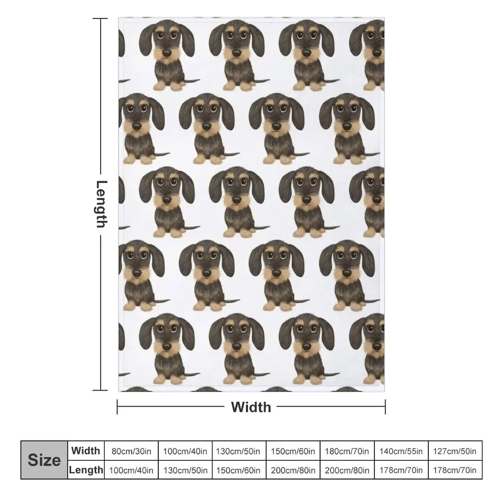 Wirehaired Dachshund Cute Wire Haired Wiener Dog Wild Boar and Tan Teckel Throw Blanket Comforter Quilt Large Blankets