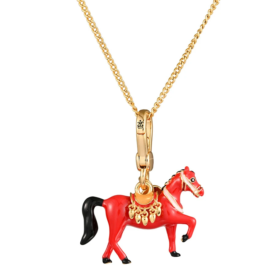 

1Pc Exquisite Enamel Red Horse Pendant,A Sophisticated Accessory For Women,Perfect For A Sweater Necklace,Christmas Gift