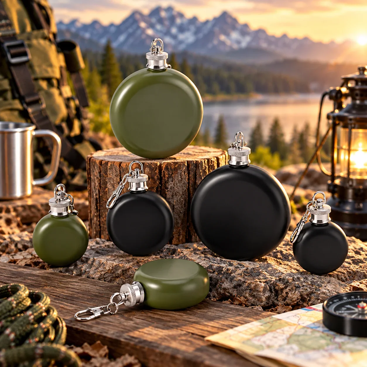 304 Stainless Steel Round Hip Flask Classic Circular Liquor Bottle Portable Metal Drinkware for Camping Travel Outdoor Adventure
