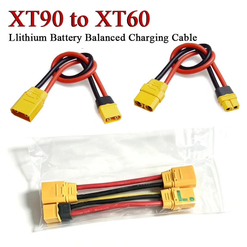 XT90 to XT90/60 Llithium Battery Balanced Charging Extension Line XT90 to XT60 Male Female Model Airplane Battery Conversion Wir