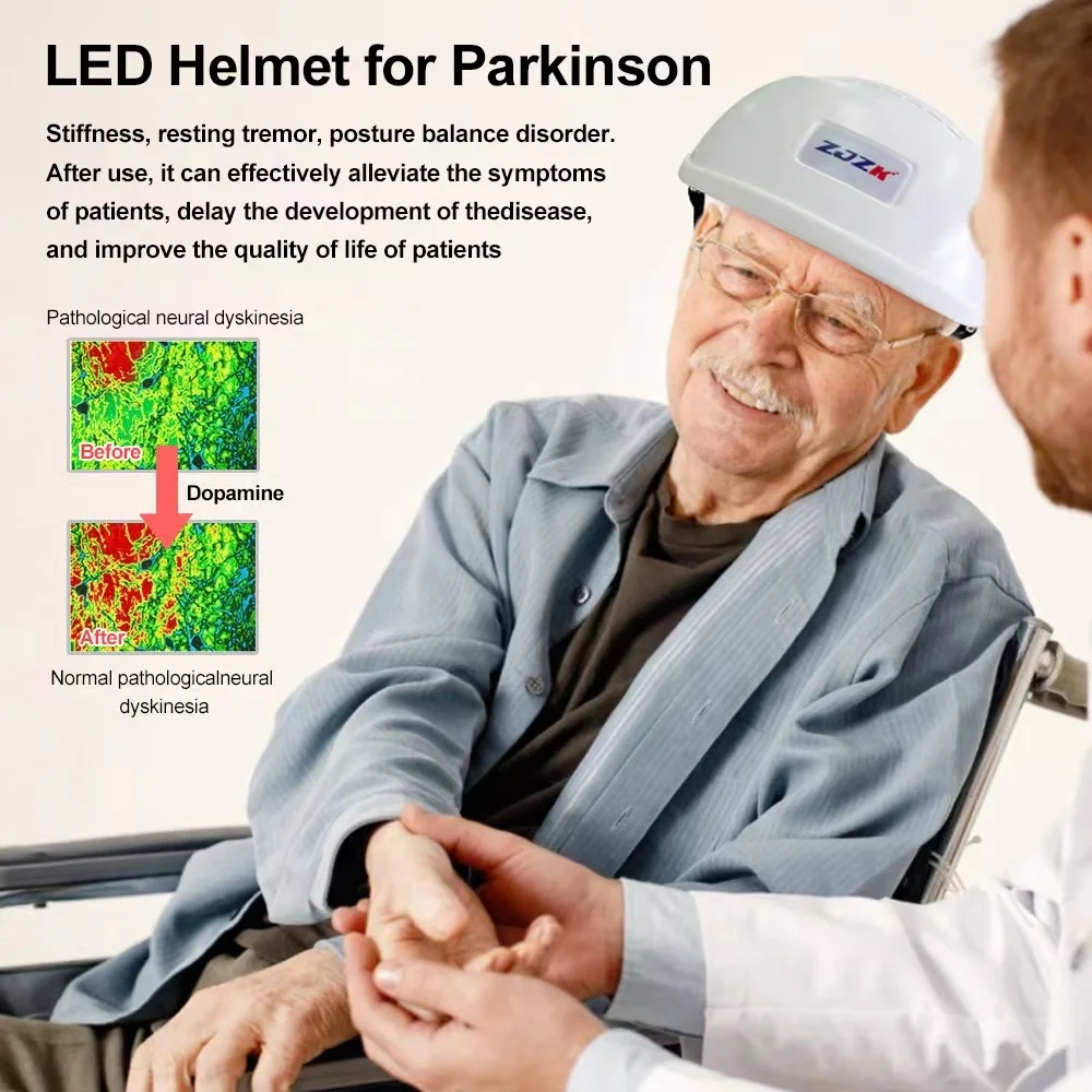 Portable 810nm 1070nm Phototherapy Helmet Brain Stimulation Infrared Light for Parkinson Alzheimer Dementia Cure