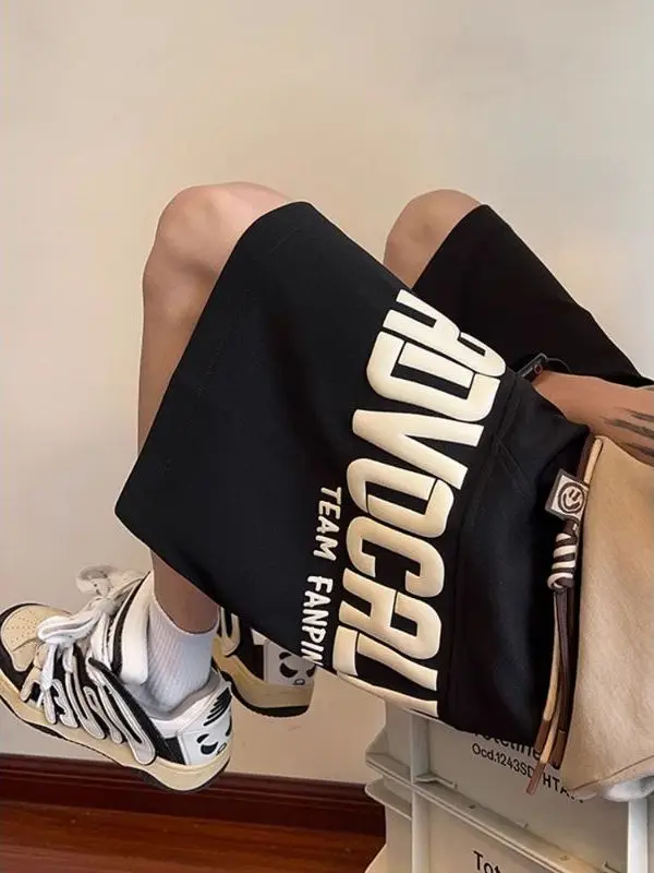 

Свободные повседневные спортивные штаны для мужчин, летние, молодежные, больших размеров, 300 пу, гонконгский стиль, свободный крой, удобные, длина до колена