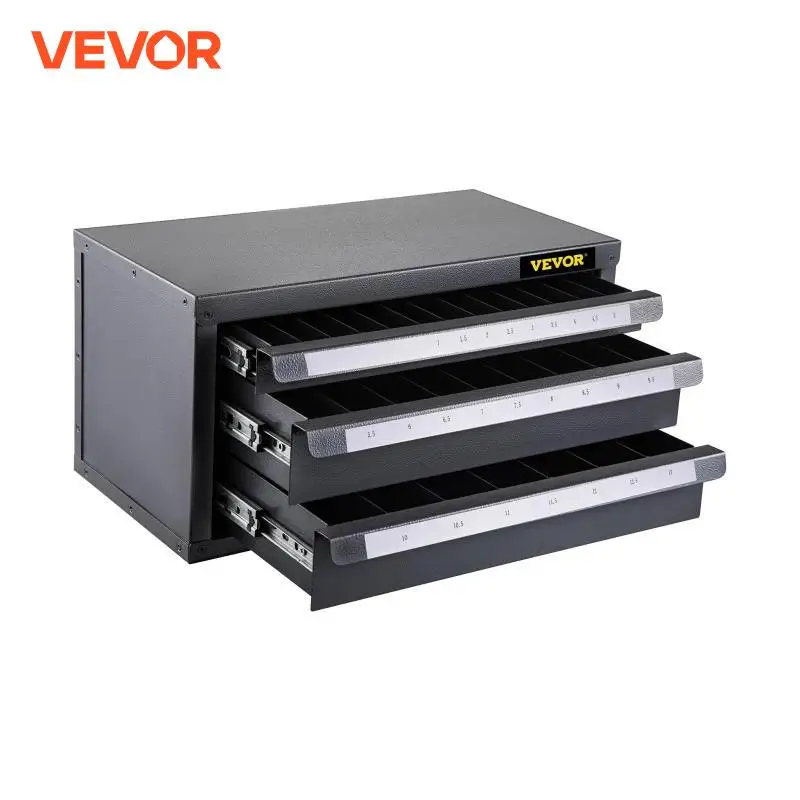 VEVOR 3-Drawer Steel Storage Tool Box Workshop Hardware Stackable Multi-Functional Auto Car Repair Maintenance Toolkit Cabinet