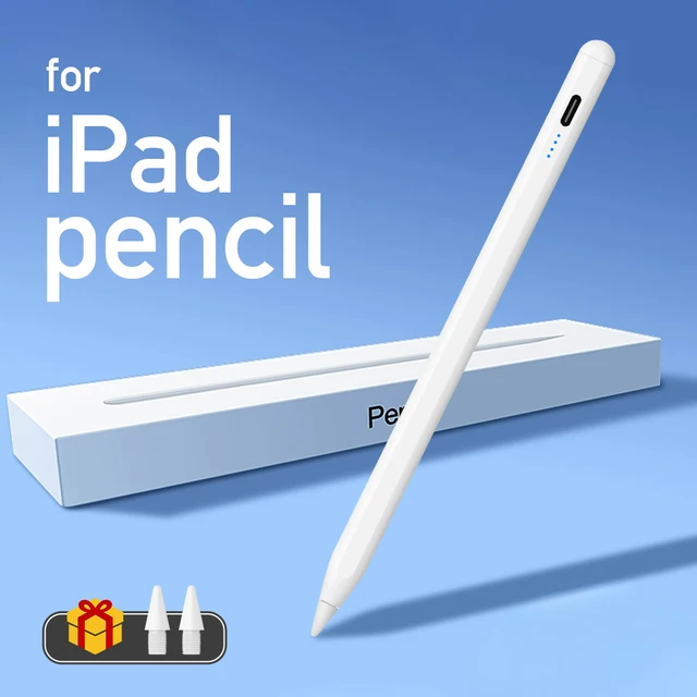 Pióro Stylus z Wskaźnikami Mocy LED i Funkcją Odrzucania Dotyku Dłoni do Apple Pencil, Kompatybilne z iPady z 2025, 2022, 2021, 2020, 2019, 2018